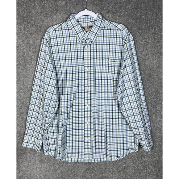 Duluth Trading Wrinkle‎ Fighter Relaxed Button Down Shirt Mens Size Large Plaid - Picture 1 of 8